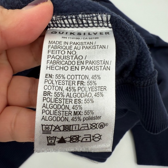 Quiksilver Hoodie Men Medium Blue Full Zip Fleece Sweater Skater Y2K Sweatshirt - Picture 9 of 13